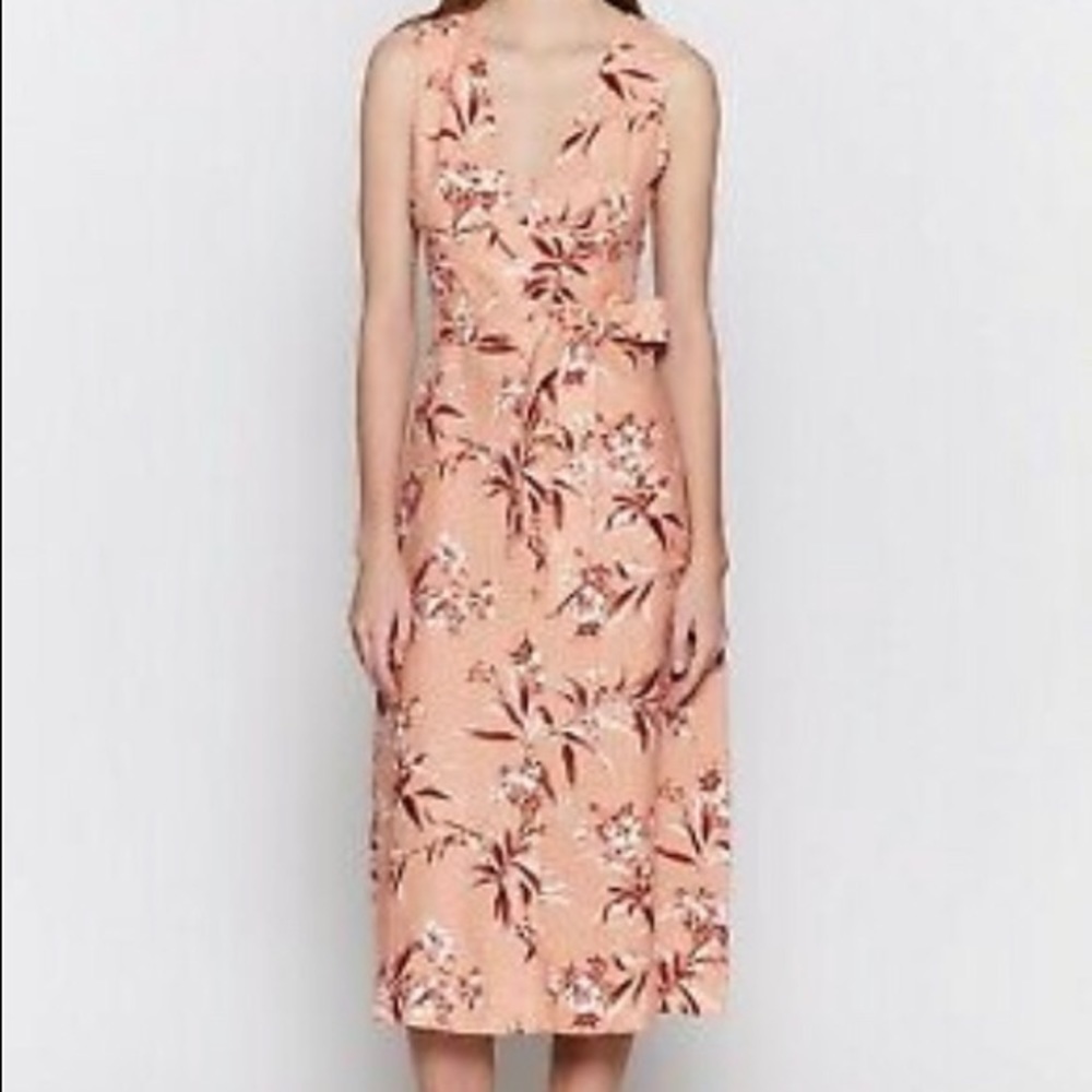 Joie Ethelda Warm Blush Belted Floral Linen Midi Dress - Picture 6 of 12